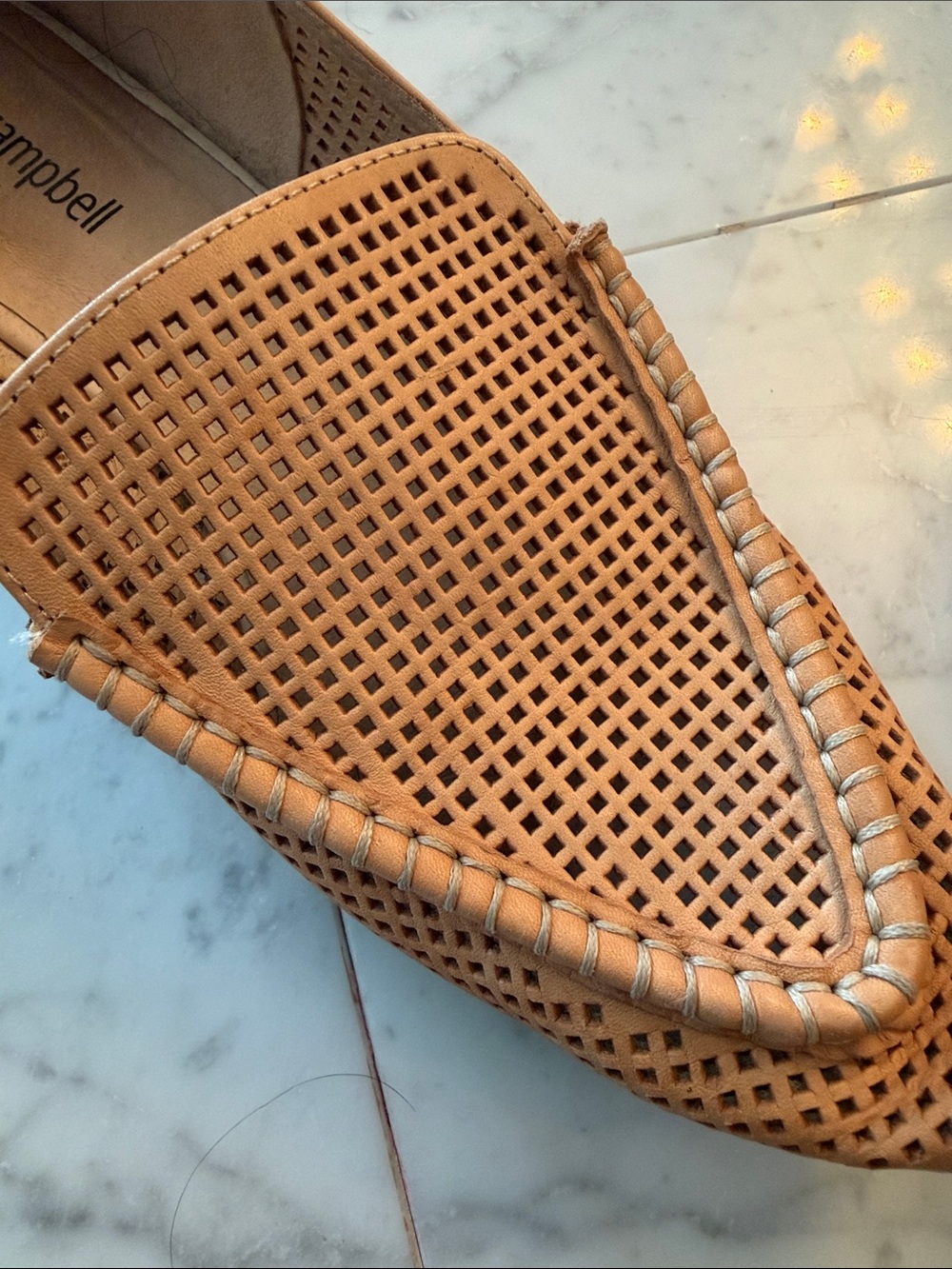 Jeffrey Campbell Tan Perforated Leather Pointed Loafers with Silver Stud Heel - Picture 3 of 5